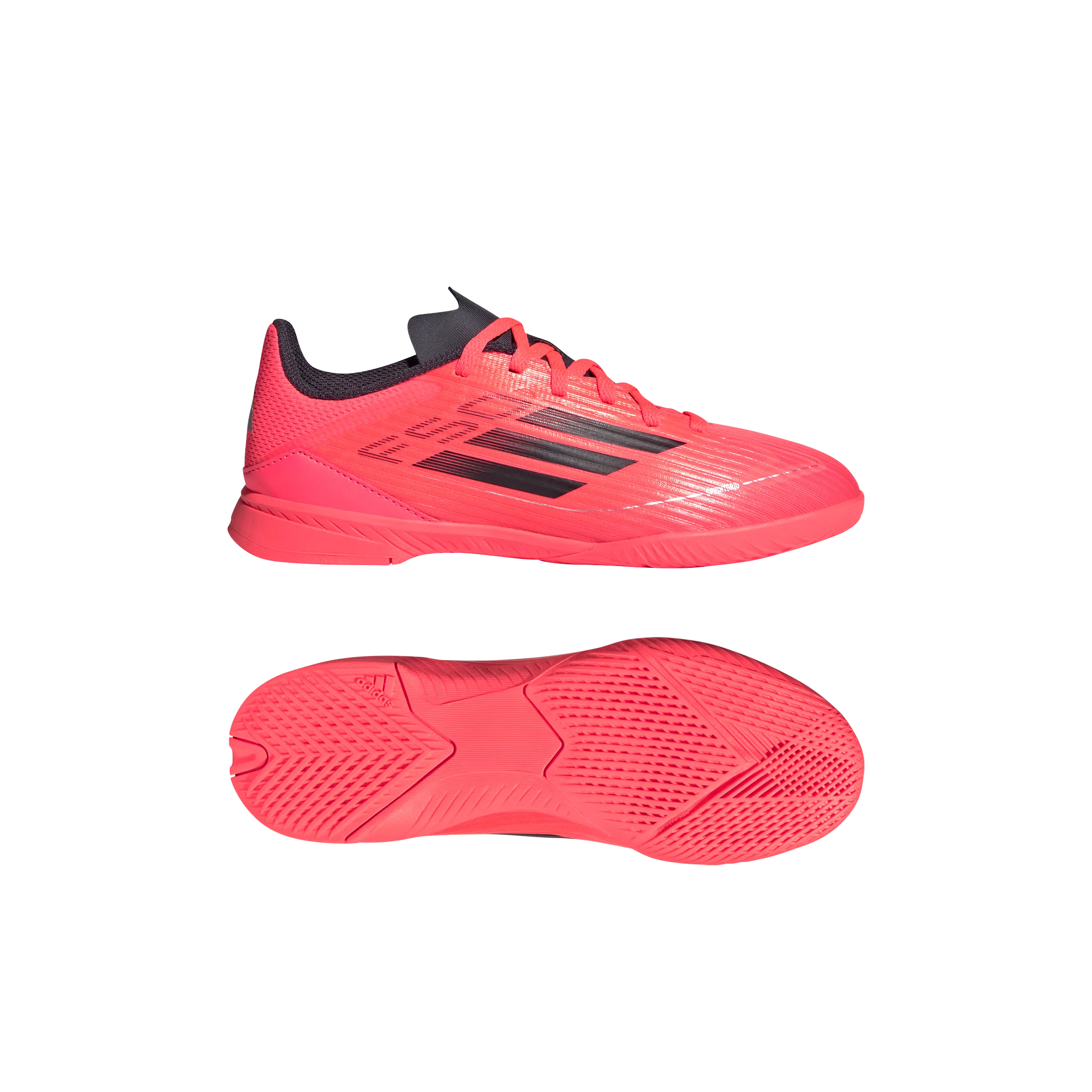 Adidas F50 League Indoor Junior Football Shoes (Turbo/Aurora Black/Platinum Metallic)