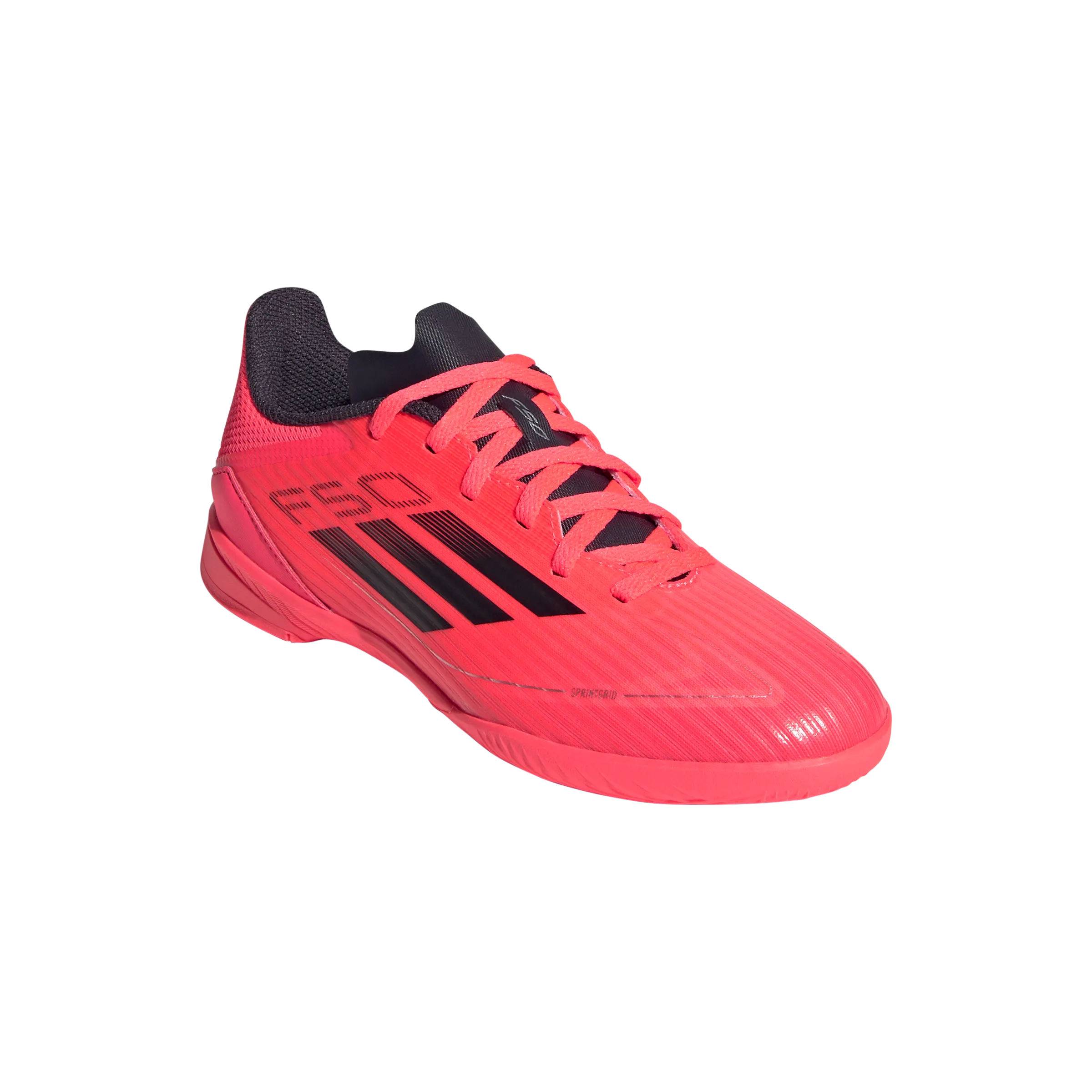 Adidas F50 League Indoor Junior Football Shoes (Turbo/Aurora Black/Platinum Metallic)