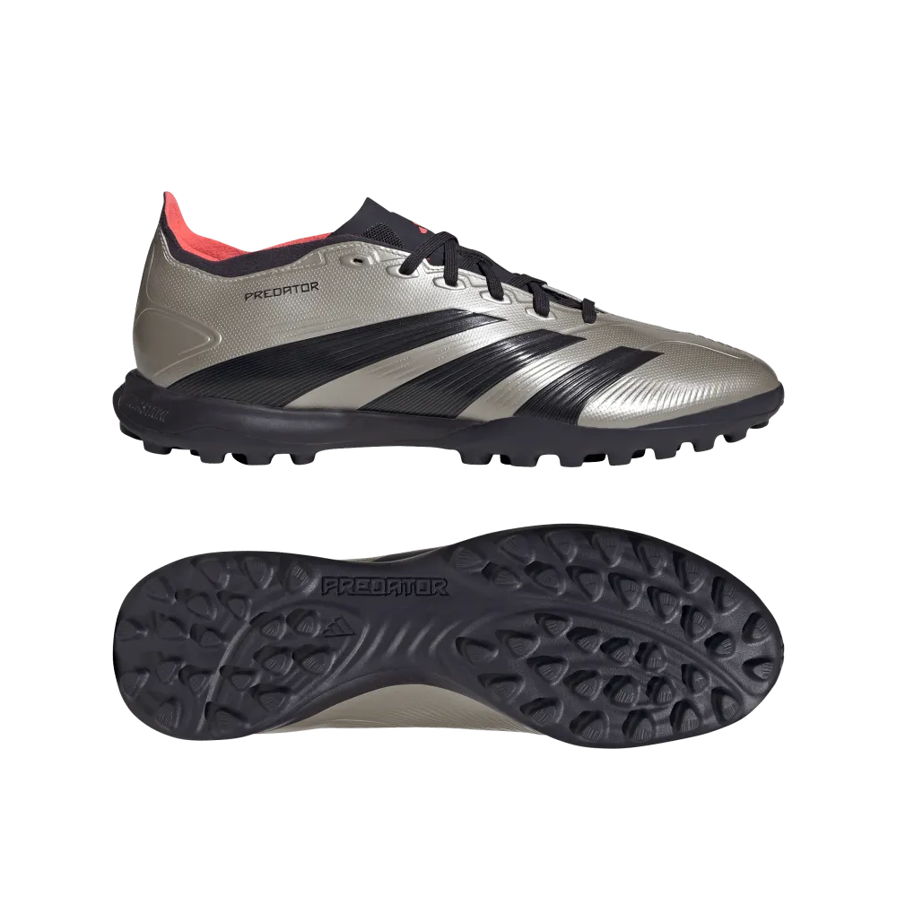 Adidas Predator League Turf Shoes (Platinum Metallic/Aurora Black/Turbo)