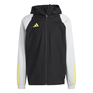 ADIDAS TIRO 23 COMPETITION ALL WEATHER JACKET BLACK TEAM LIGHT GREY IMPACT YELLOW