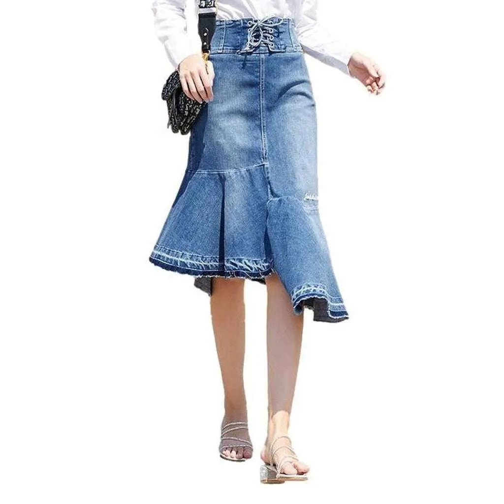 Asymmetric mermaid women jeans skirt