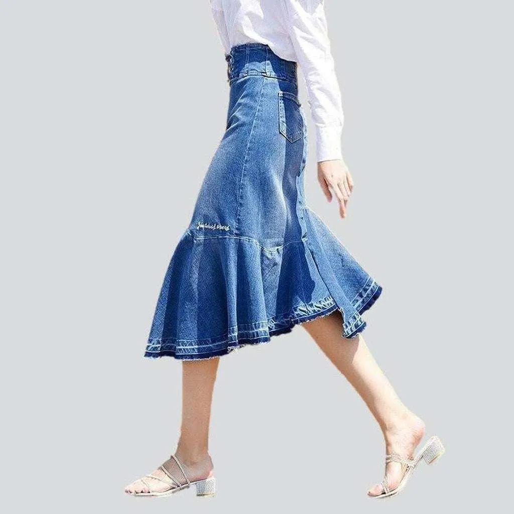 Asymmetric mermaid women jeans skirt