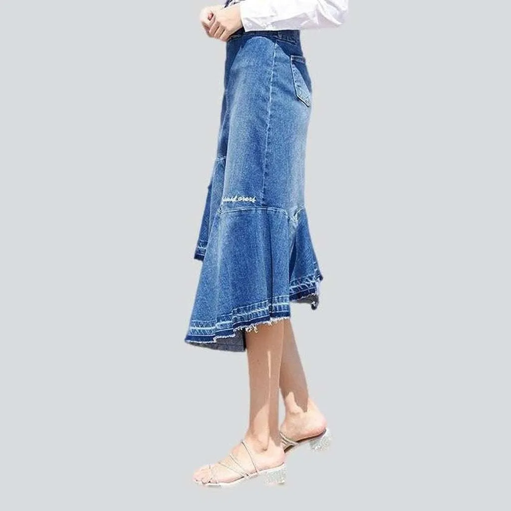 Asymmetric mermaid women jeans skirt