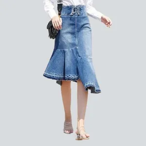 Asymmetric mermaid women jeans skirt