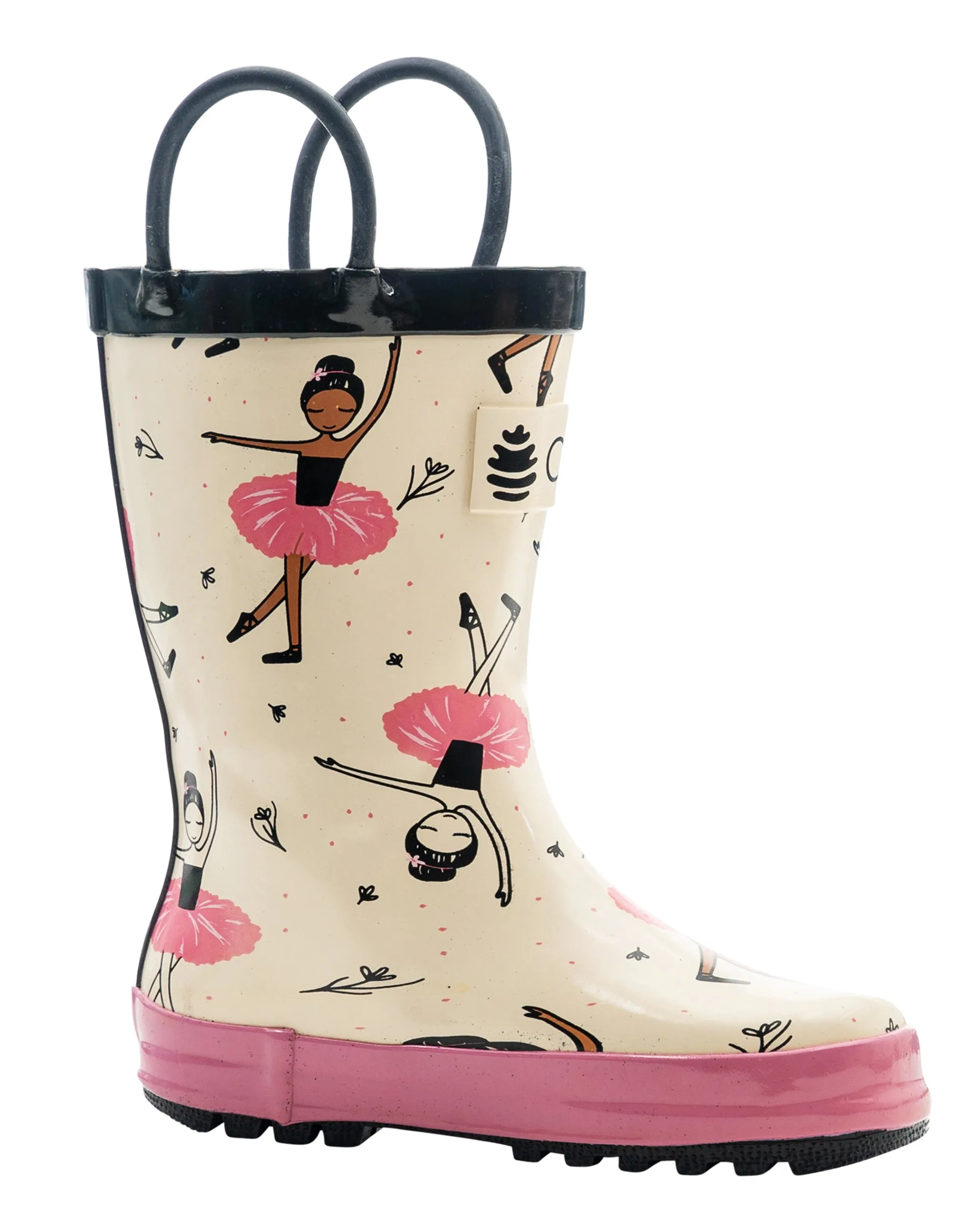 Beautiful Ballerina Loop Handle Rubber Rain Boots