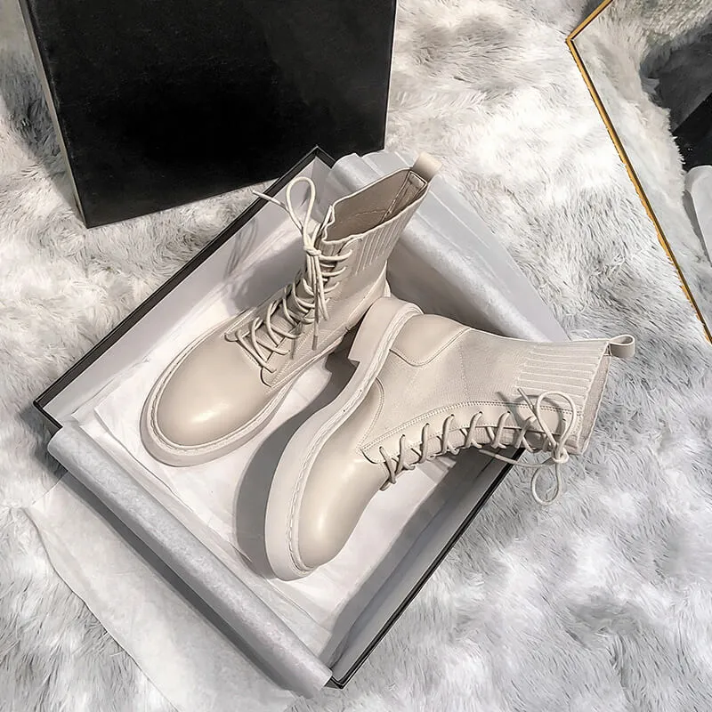 benpaolv Cream Boujee Style Martens British Boots