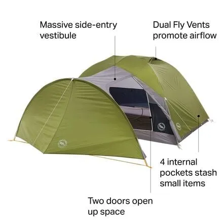 Blacktail 3 Hotel Tent: 3 Person, 3 Season Big Agnes, Green/Grey