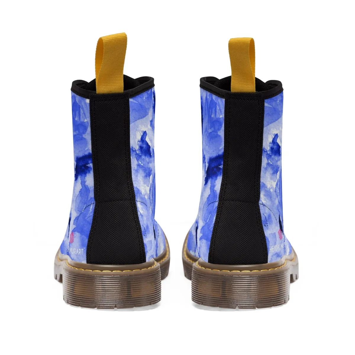Blue Floral Print Women's Boots, Best Winter Boots For Women Best Hiking Boots Shoes (US Size 6.5-11)