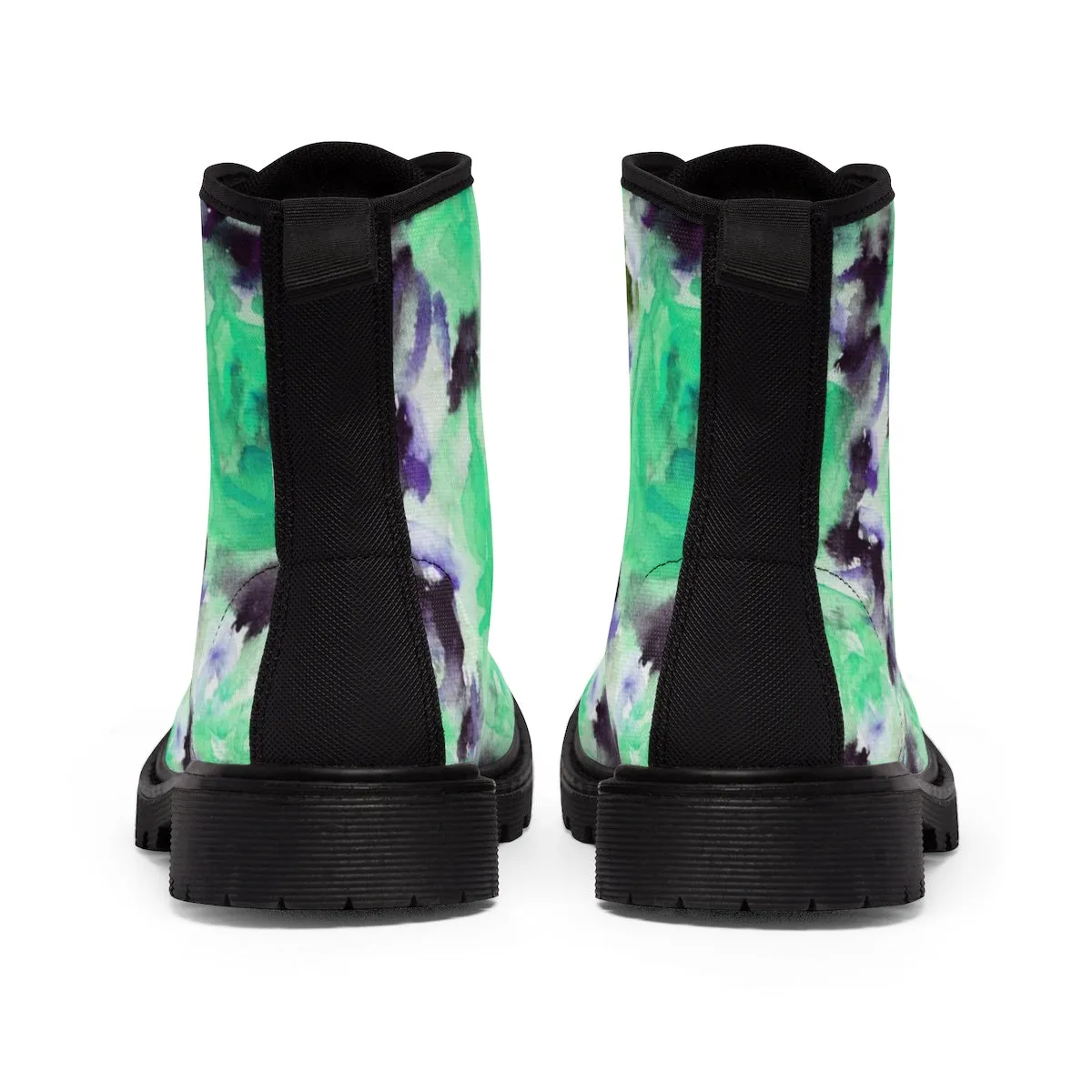 Blue Rose Women's Boots, Best Blue Roses Floral Print Women's Winter Lace-up Toe Cap Hiker Boots