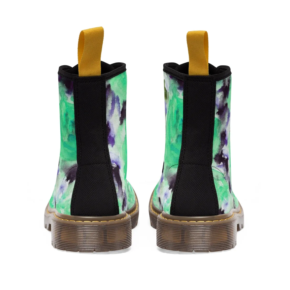 Blue Rose Women's Boots, Best Blue Roses Floral Print Women's Winter Lace-up Toe Cap Hiker Boots