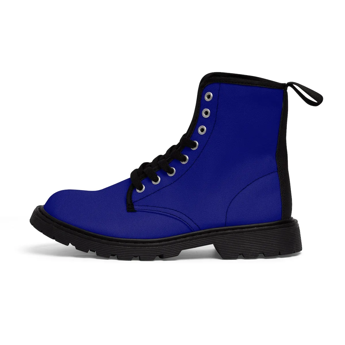 Blue Women's Hiking Boots, Classic Solid Color Winter Lace-up Toe Cap Hiker Boots Shoes