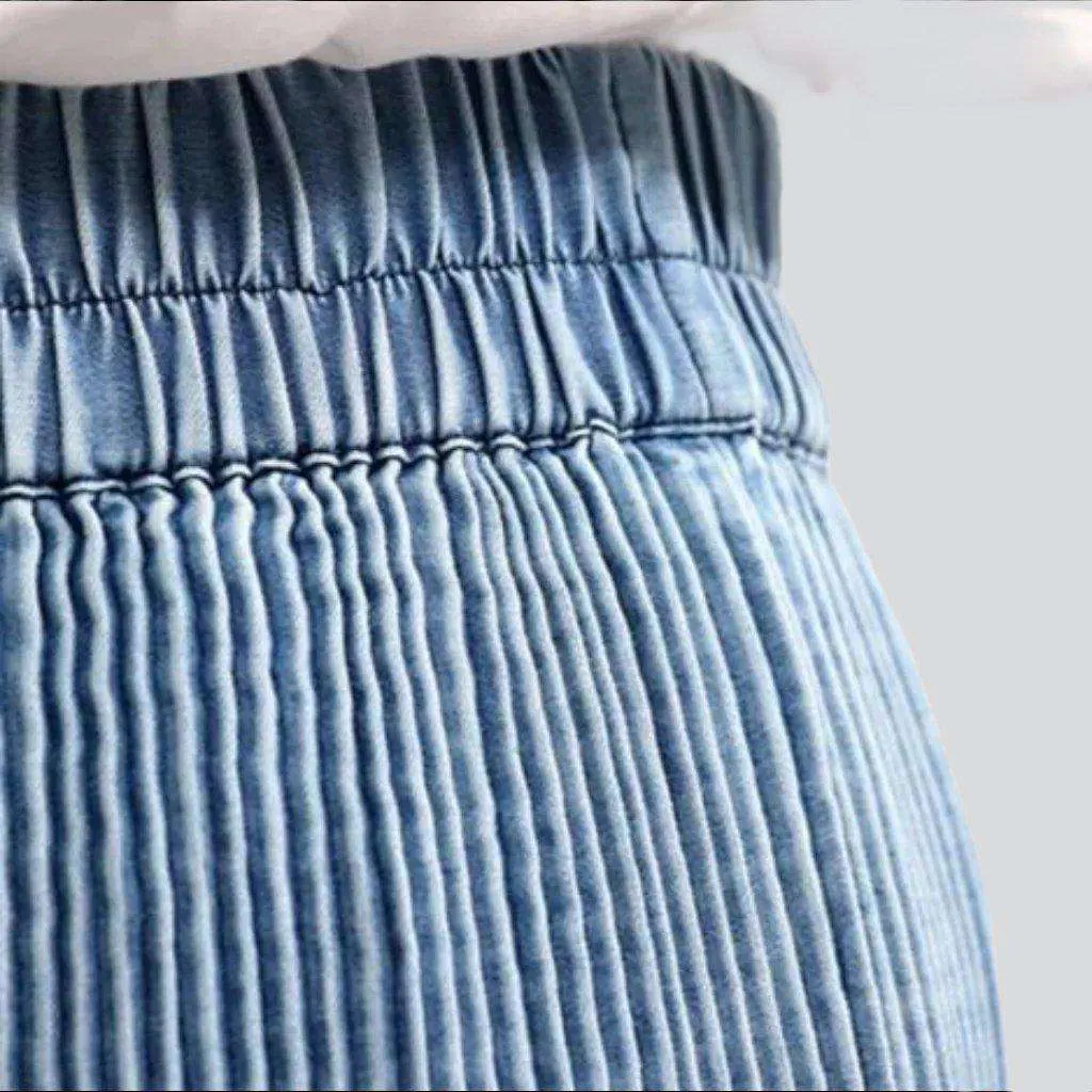 Bohemian pleated denim skirt