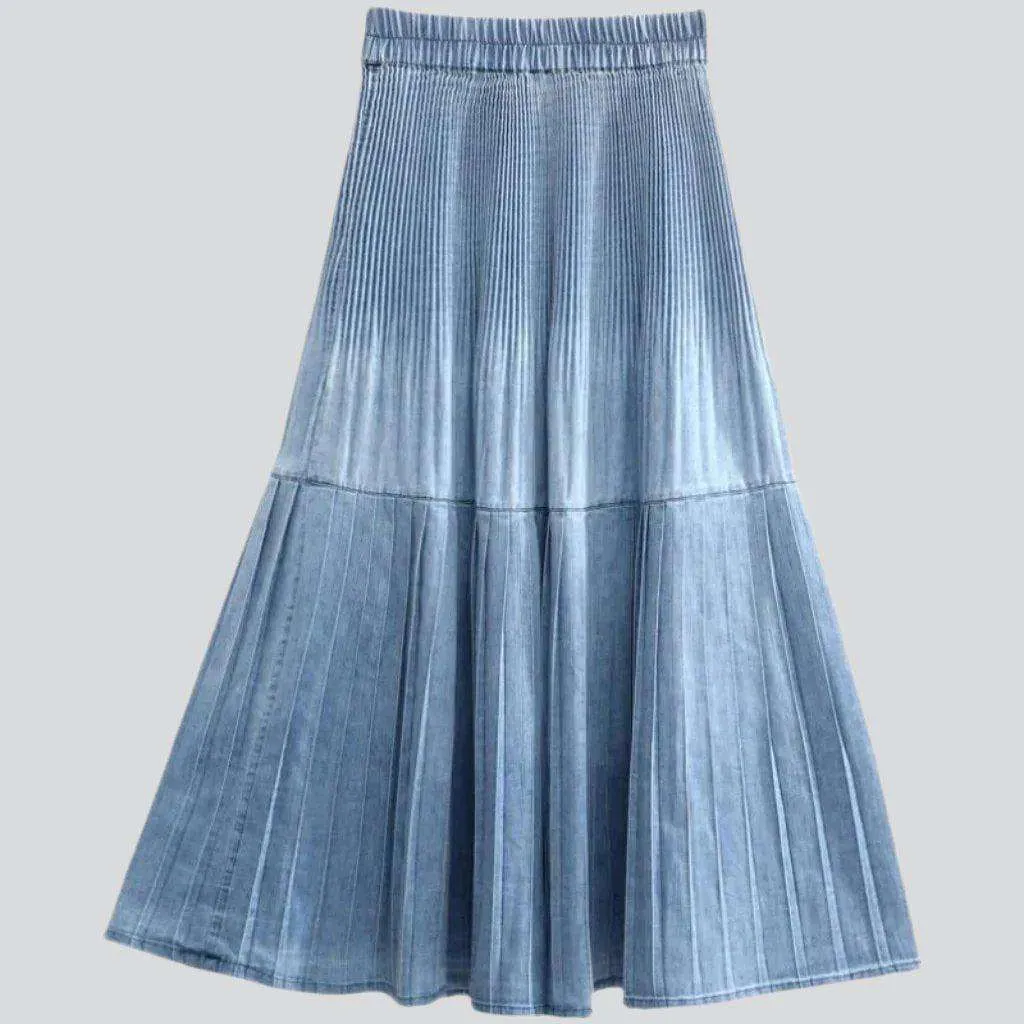 Bohemian pleated denim skirt