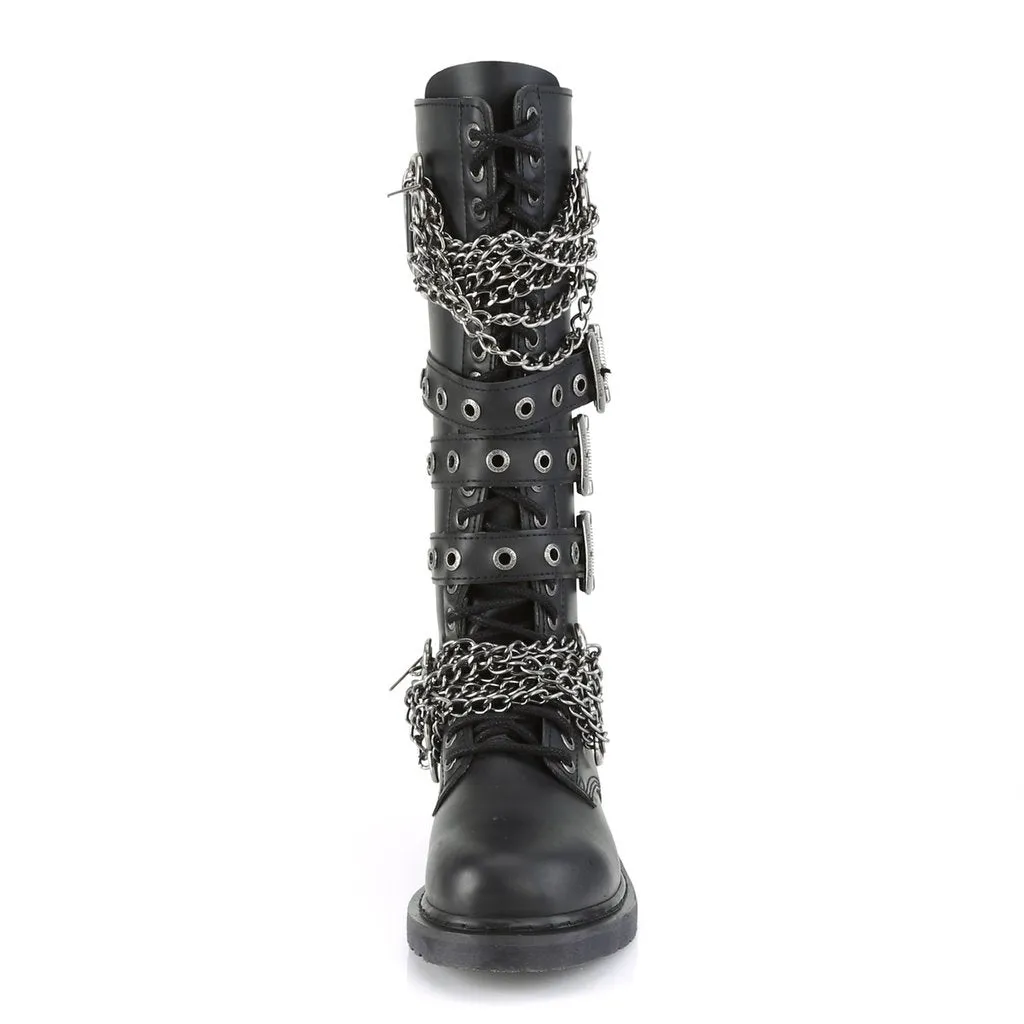 Bolt-450 Black Vegan Leather Knee-High 20 Eyelet Combat Boot