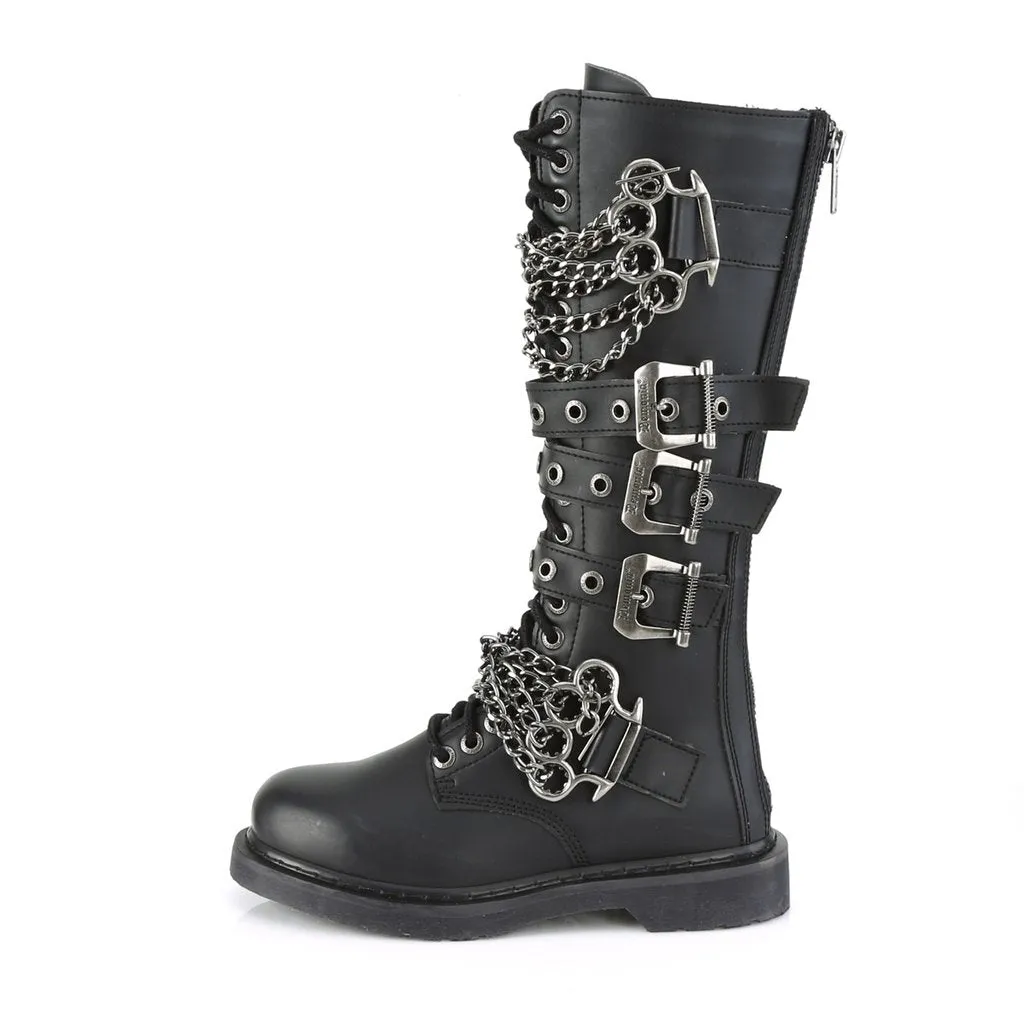 Bolt-450 Black Vegan Leather Knee-High 20 Eyelet Combat Boot