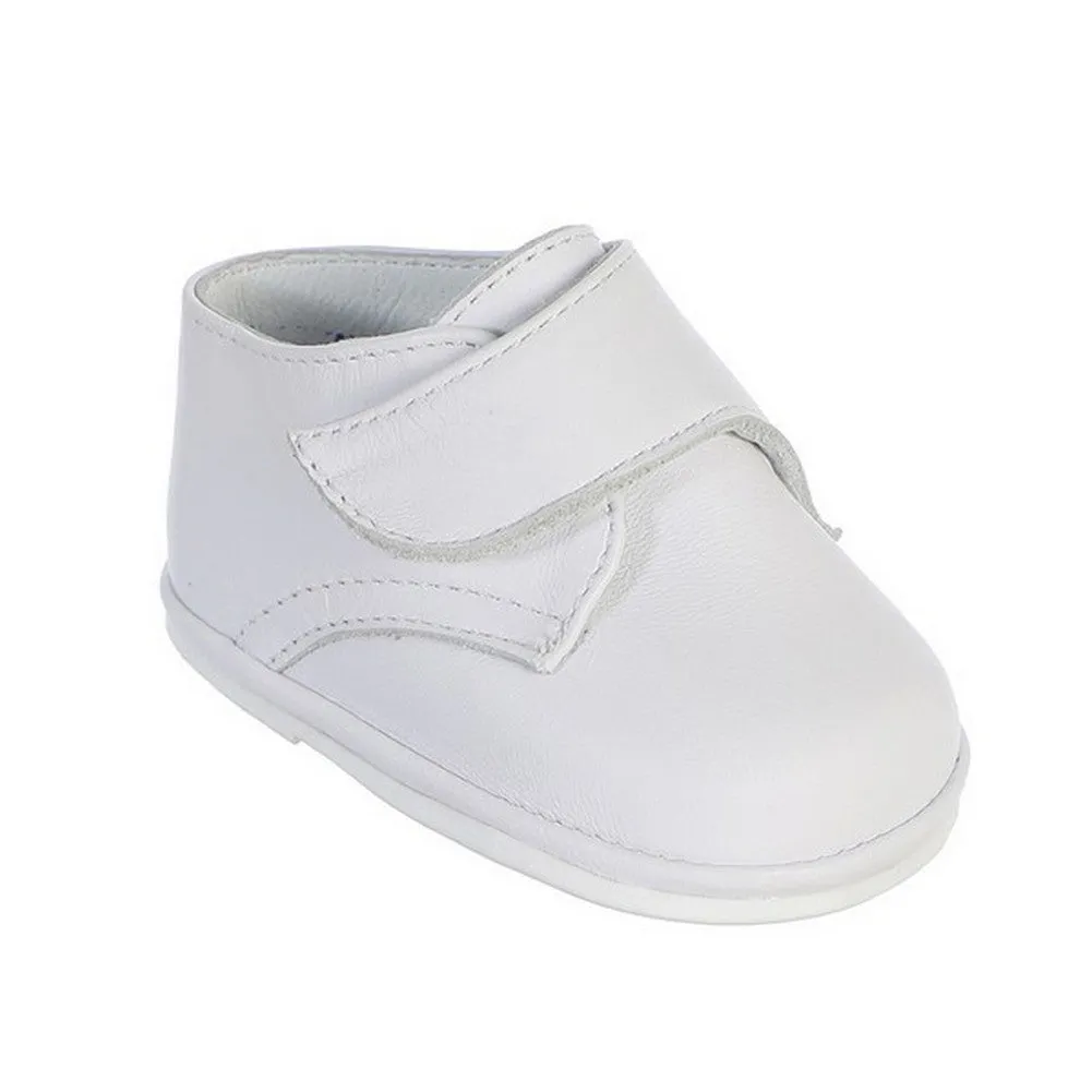 Boys White Hook And Loop Leather Christening Dress Shoes 4 Baby