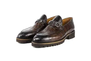 Brown Cognac Men's Leather Slip-On Shoes Michel Crocco Bit Loafer P00044