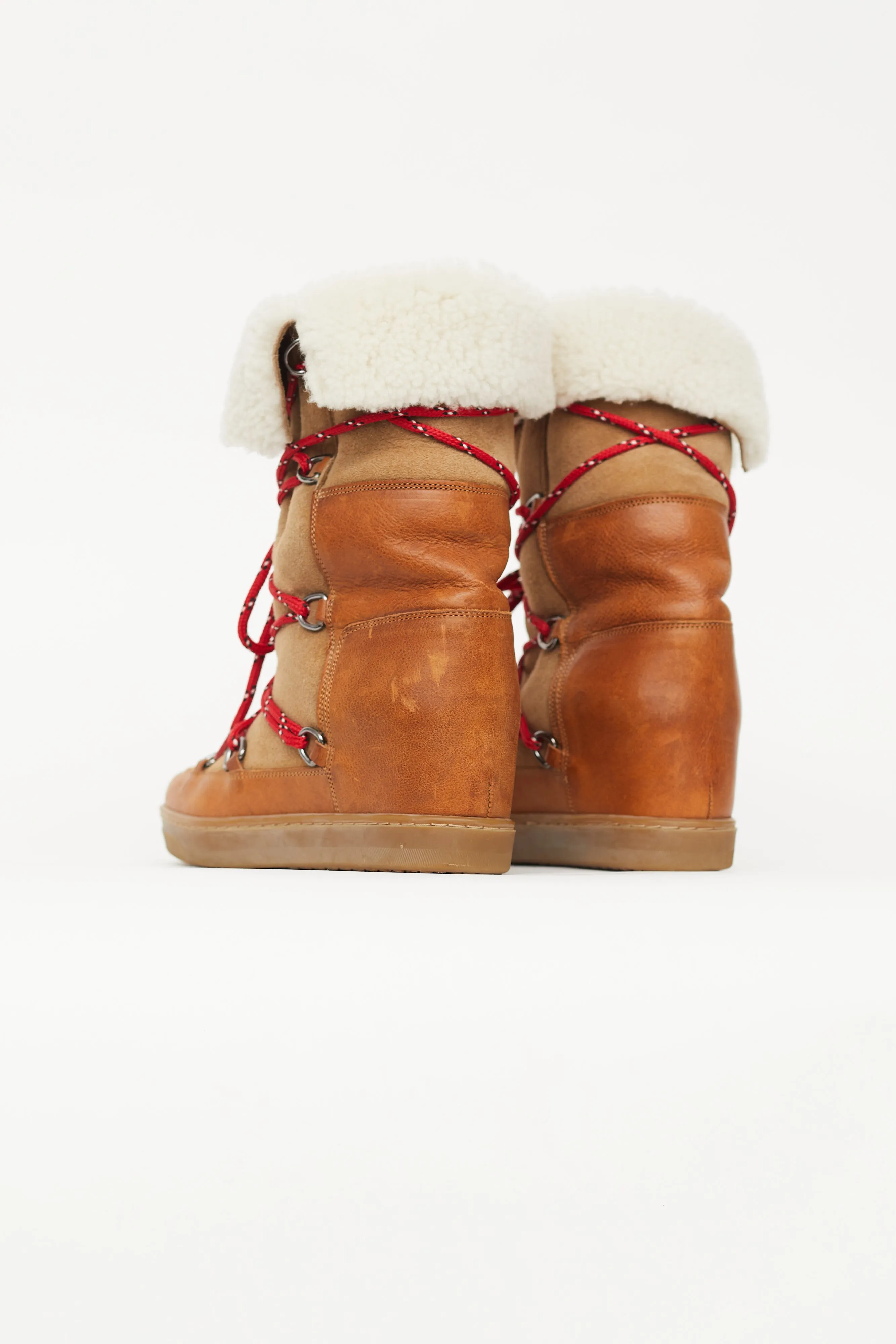 Brown Leather Nowly Wedge Boot