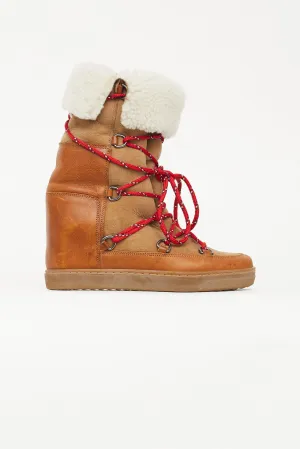 Brown Leather Nowly Wedge Boot