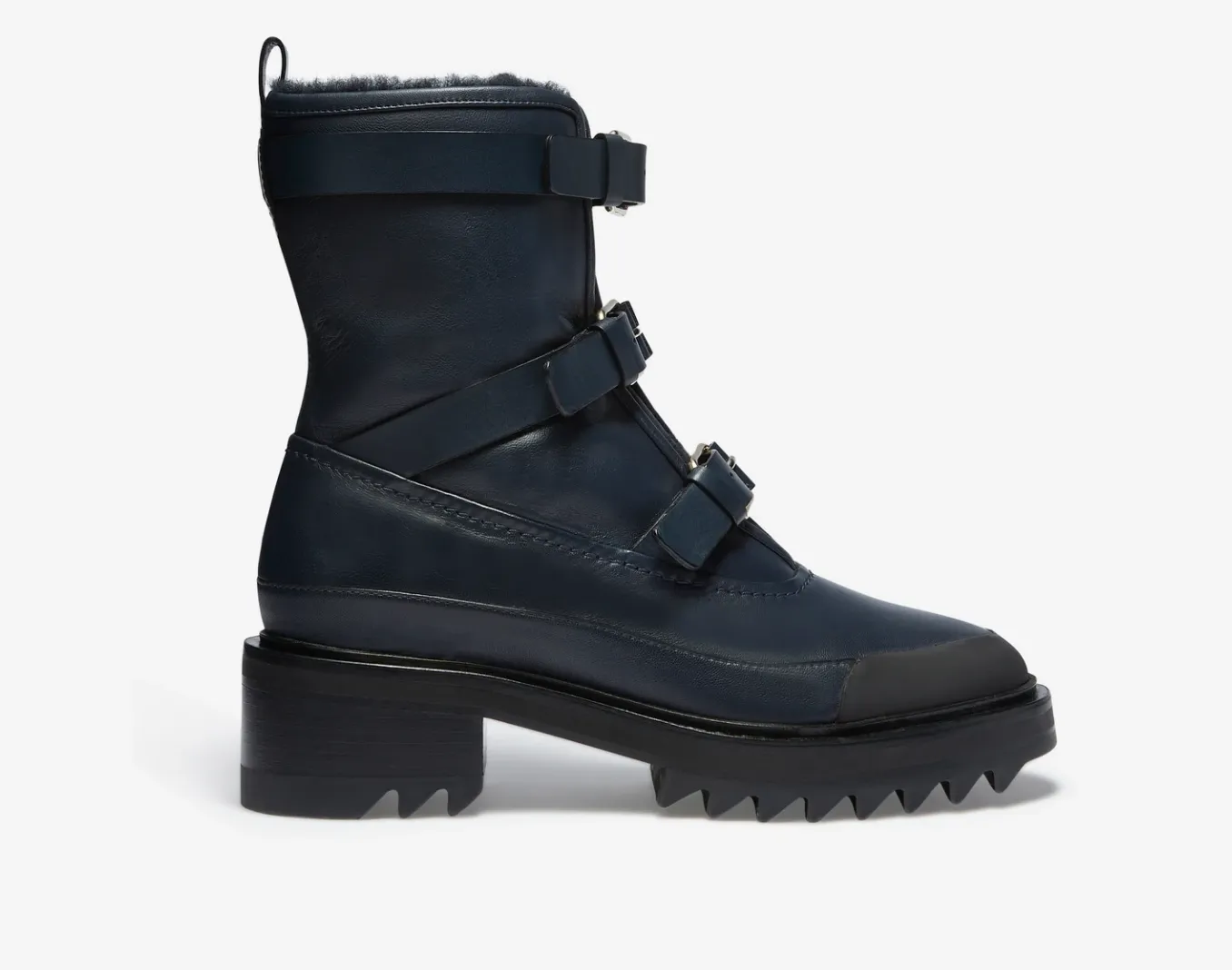 Buckle-Up Shearling Boots - 8.5
