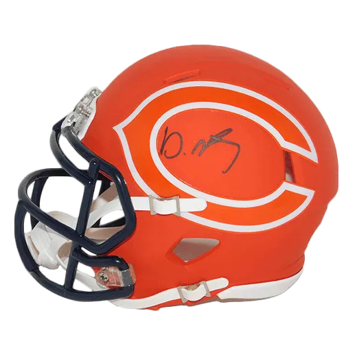 David Montgomery Autographed Chicago Bears Orange Amp Football Mini Helmet (JSA)