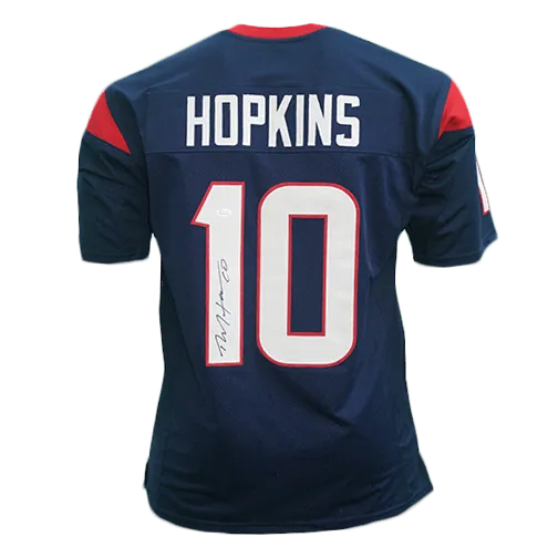 DeAndre Hopkins Pro Style Autographed Football Jersey Blue (JSA)