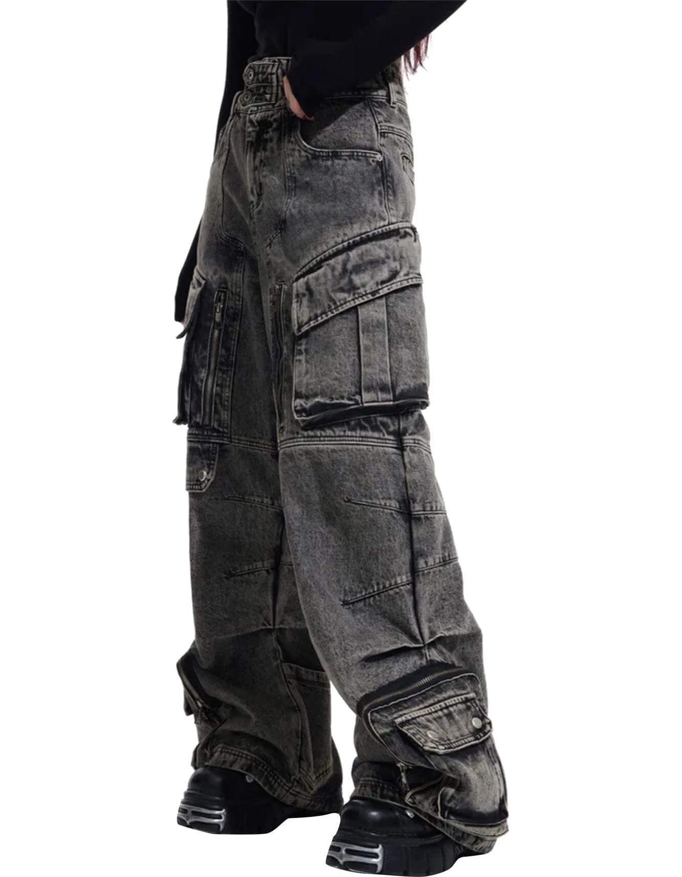Destiny's Child Grey Y2k Cargo Baggy Jeans