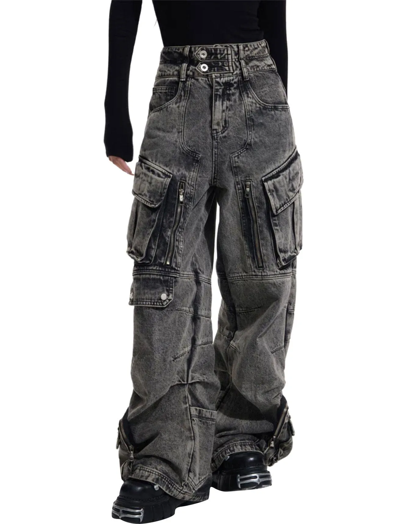 Destiny's Child Grey Y2k Cargo Baggy Jeans