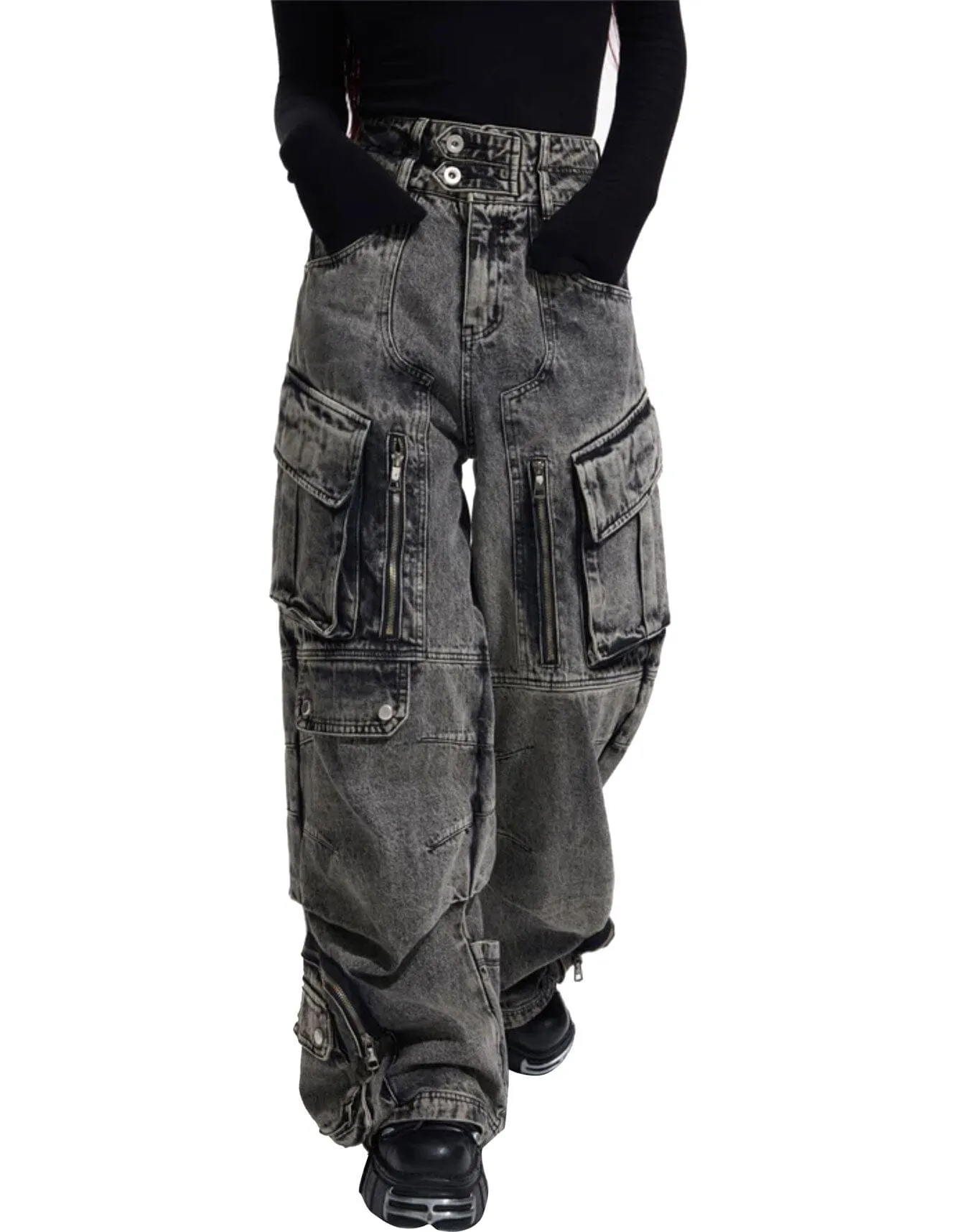 Destiny's Child Grey Y2k Cargo Baggy Jeans