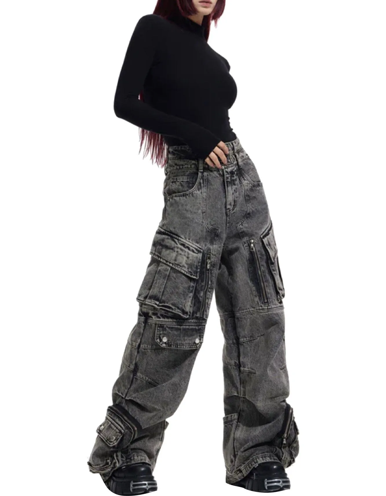 Destiny's Child Grey Y2k Cargo Baggy Jeans