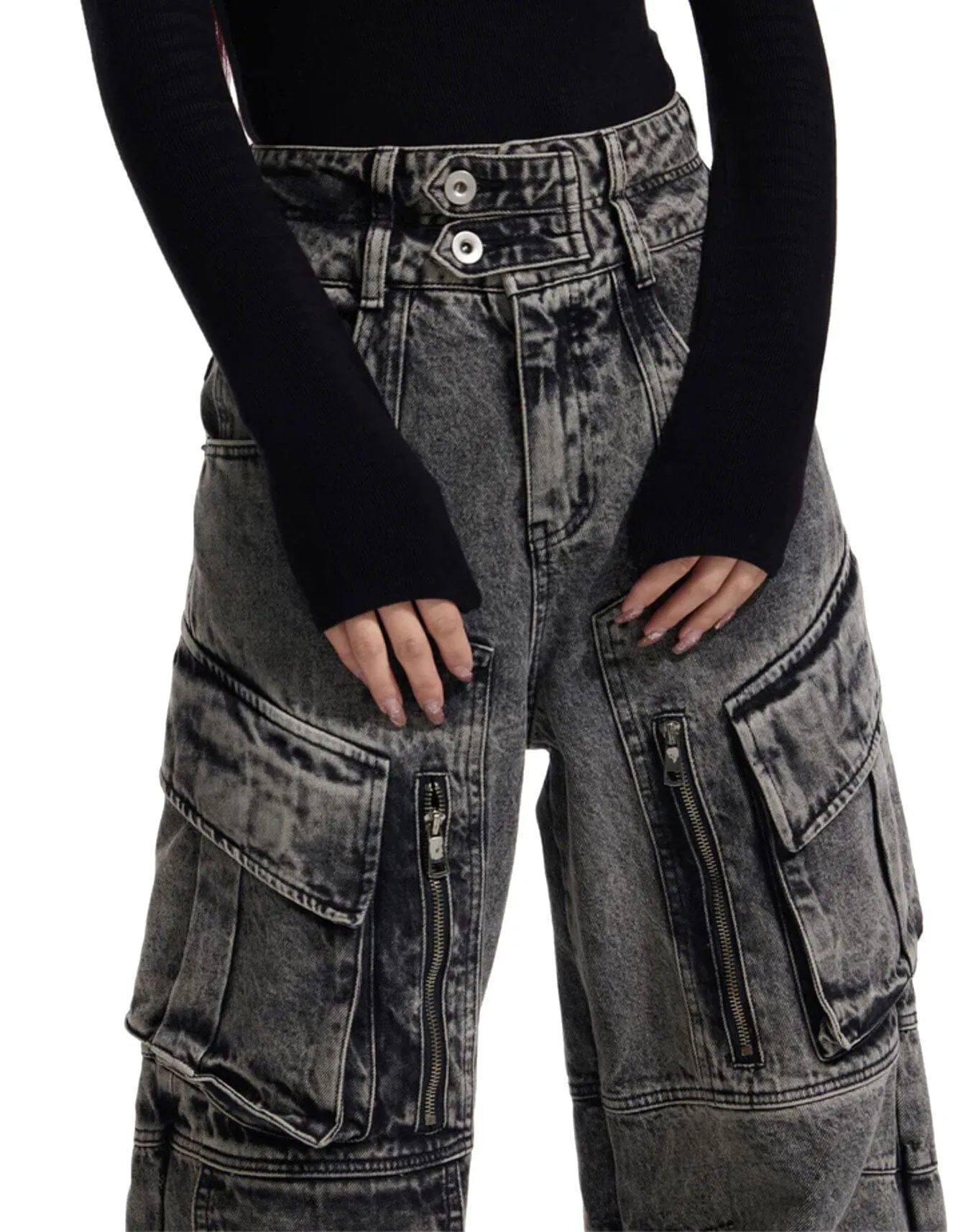 Destiny's Child Grey Y2k Cargo Baggy Jeans