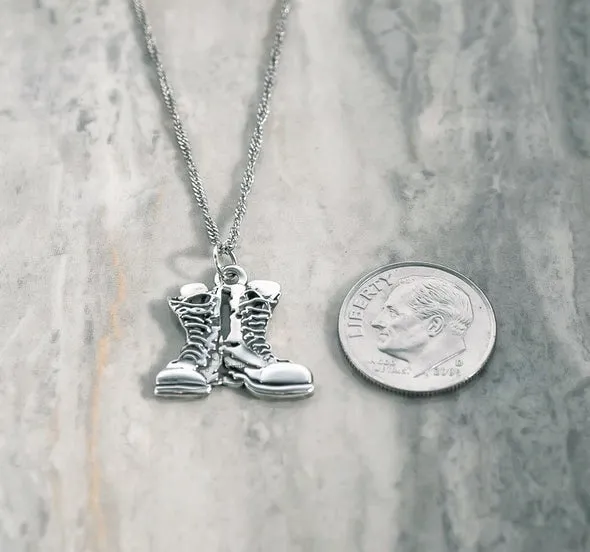'Firecracker' - Combat Boots Antique Sterling Silver Pendant Necklace