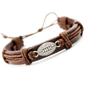 Football Charm Leather Bracelets Women Men Unisex Jewelry