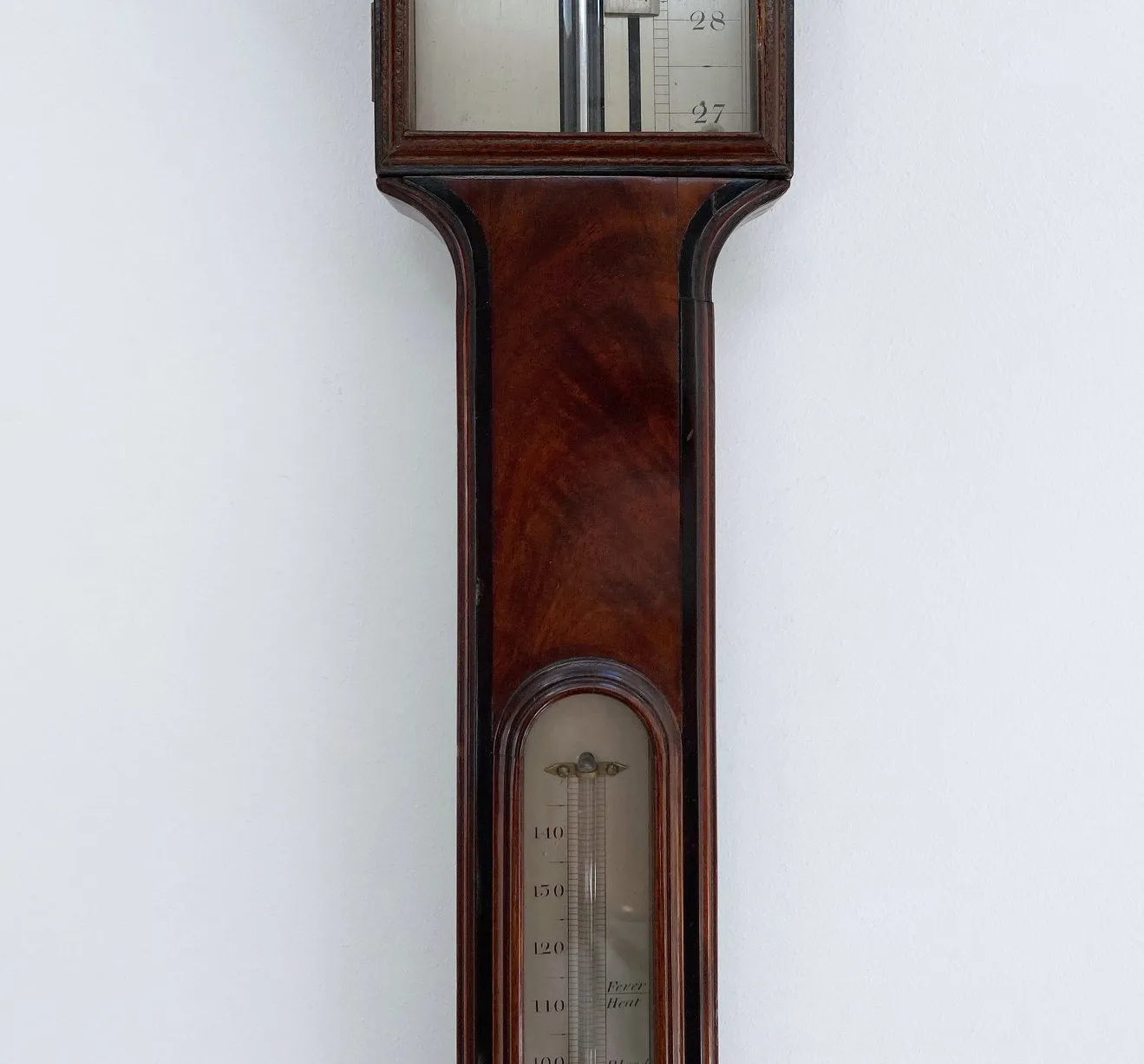 George III Period Flame Mahogany Stick Barometer by Dollond London