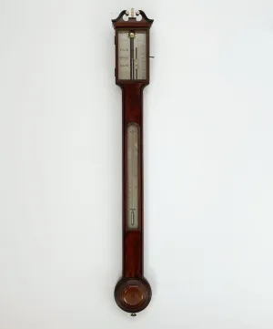 George III Period Flame Mahogany Stick Barometer by Dollond London