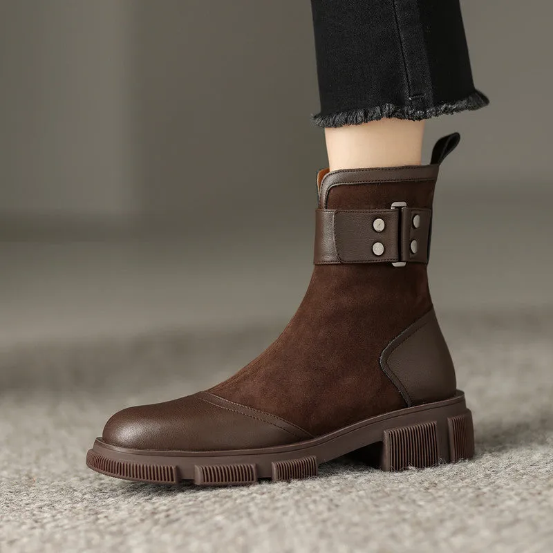 Haven Brown Patchwork Boots Womens