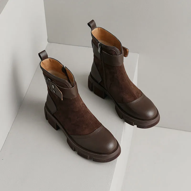 Haven Brown Patchwork Boots Womens