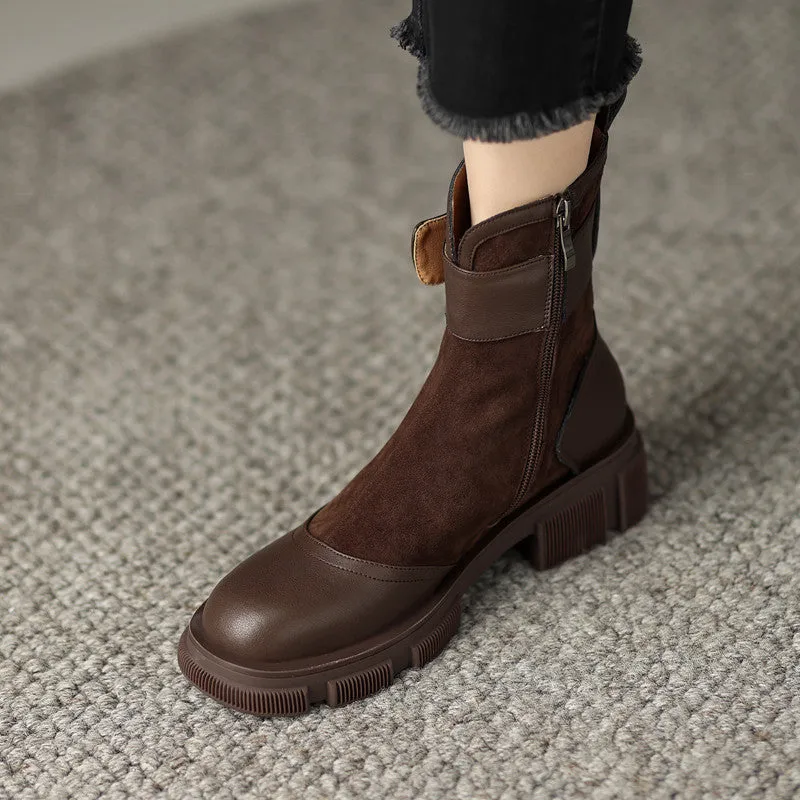 Haven Brown Patchwork Boots Womens