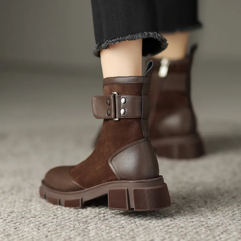 Haven Brown Patchwork Boots Womens
