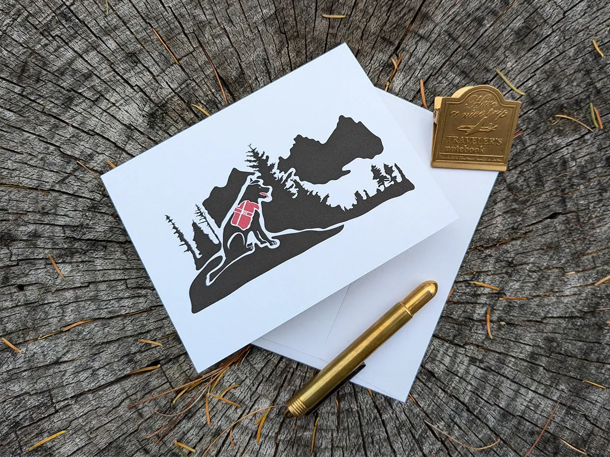 Hiking Pup Blank Greeting Card