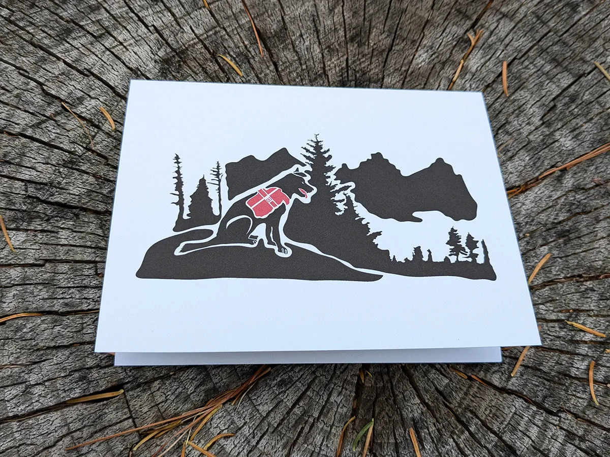 Hiking Pup Blank Greeting Card