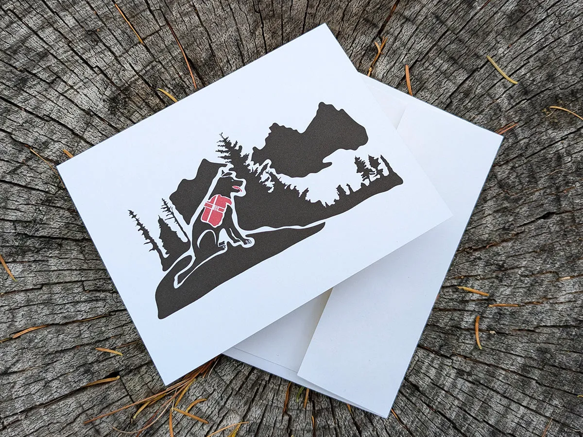 Hiking Pup Blank Greeting Card