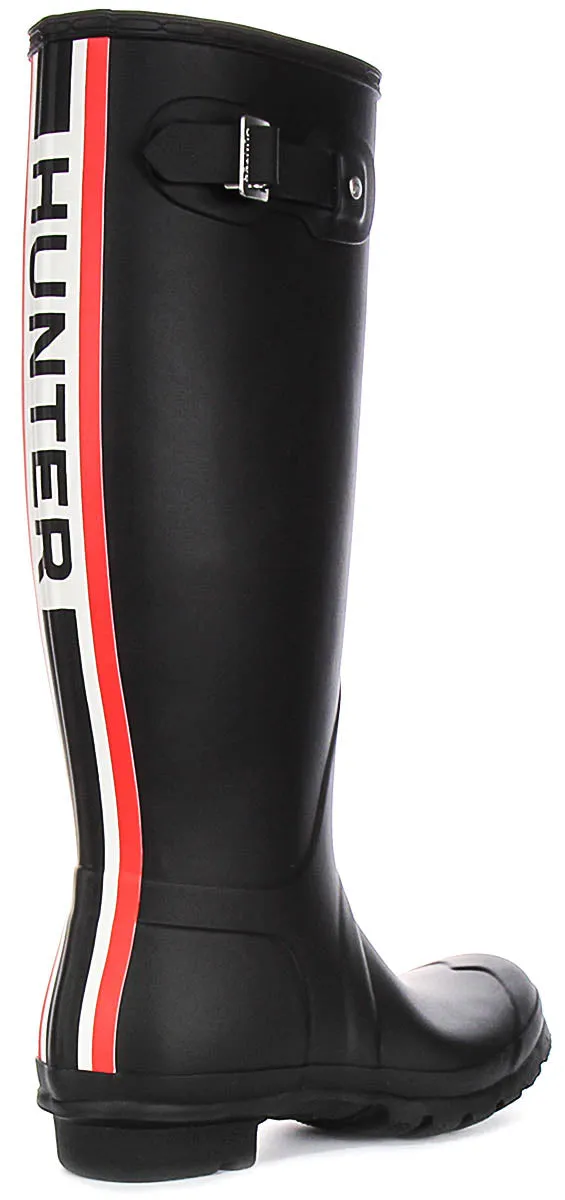 Hunter Original Tall Back Logo In Black Red For Women