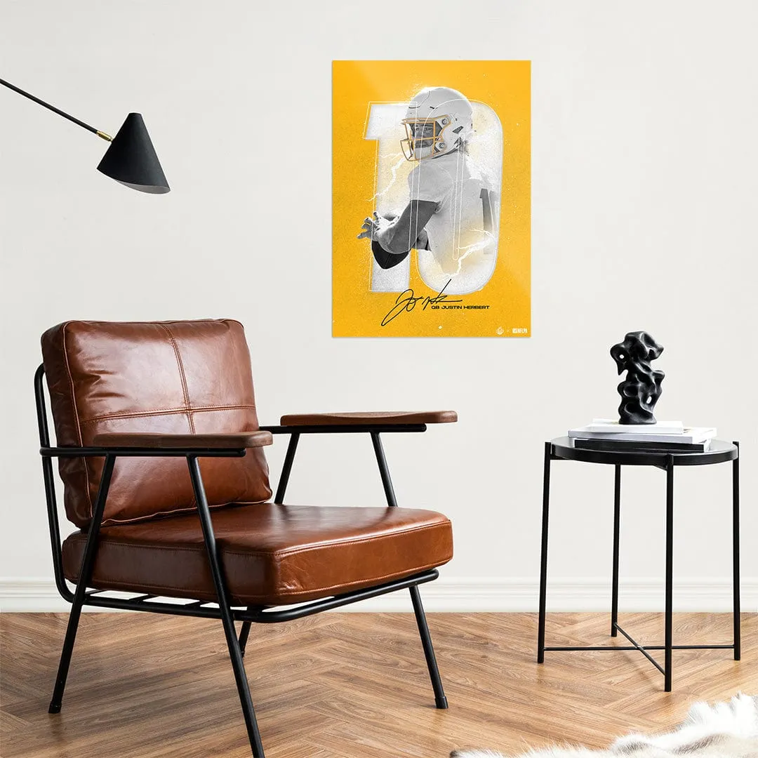 Justin Herbert Lightning Yellow - Metal Wall Art