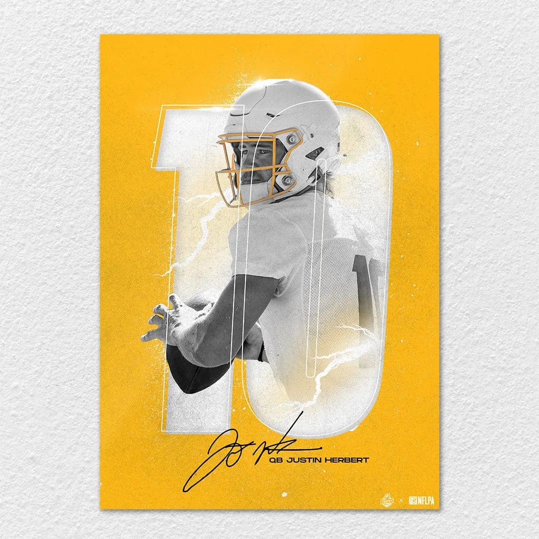 Justin Herbert Lightning Yellow - Metal Wall Art