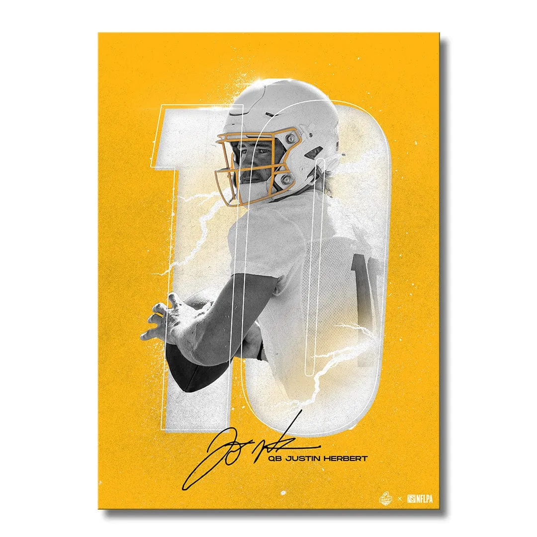 Justin Herbert Lightning Yellow - Metal Wall Art