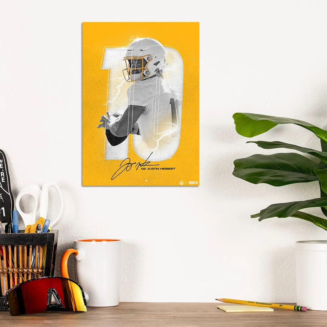 Justin Herbert Lightning Yellow - Metal Wall Art