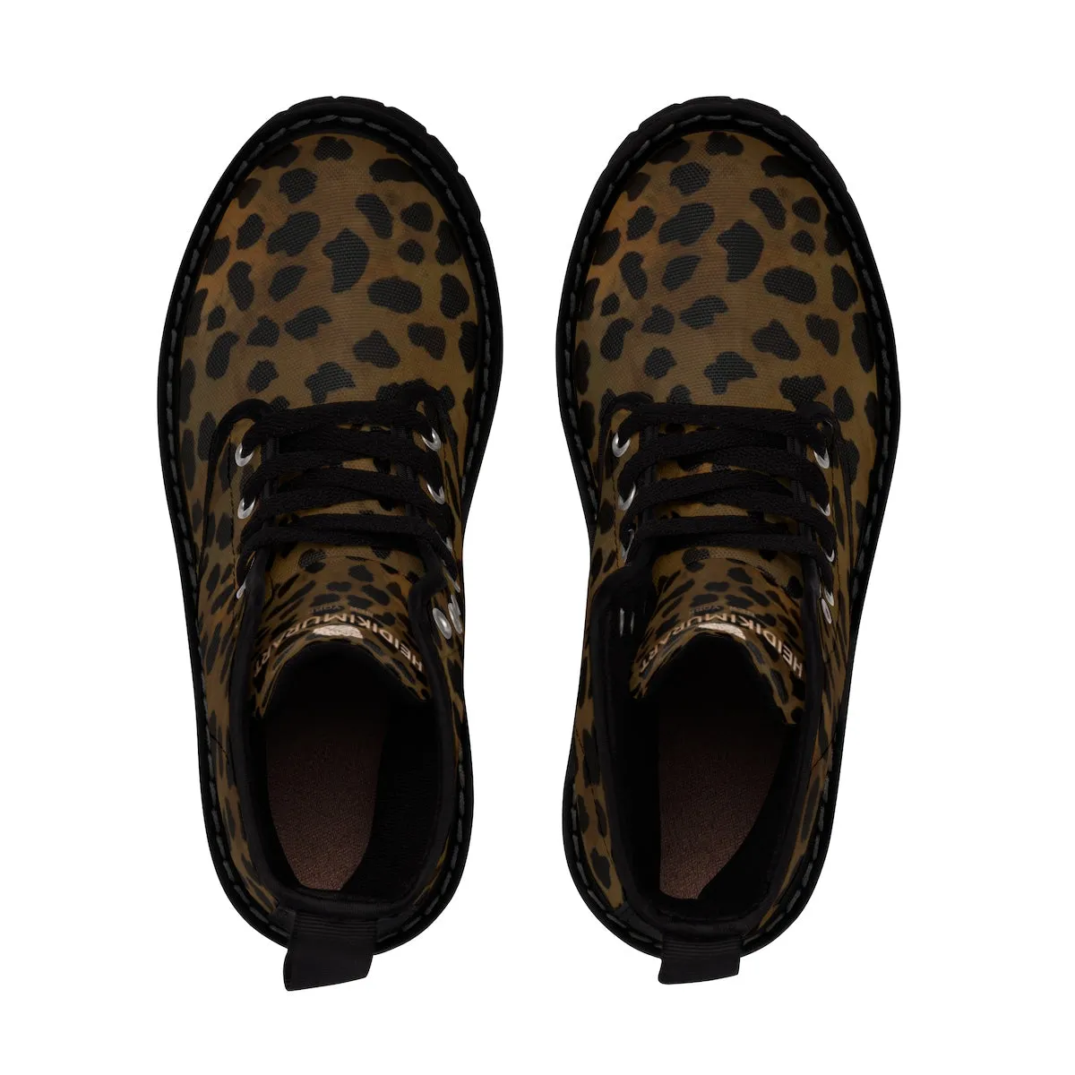 Leopard Print Men's Boots, Animal Print Men's Winter Lace Up Hiking Boots (US Size: 7-10.5)