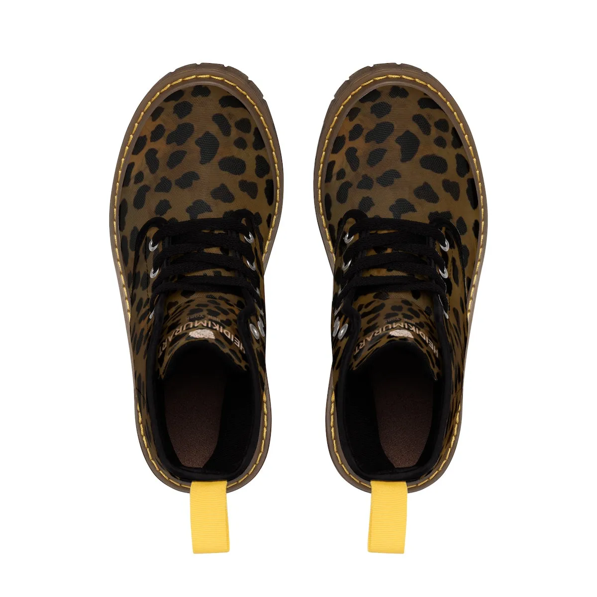 Leopard Print Men's Boots, Animal Print Men's Winter Lace Up Hiking Boots (US Size: 7-10.5)