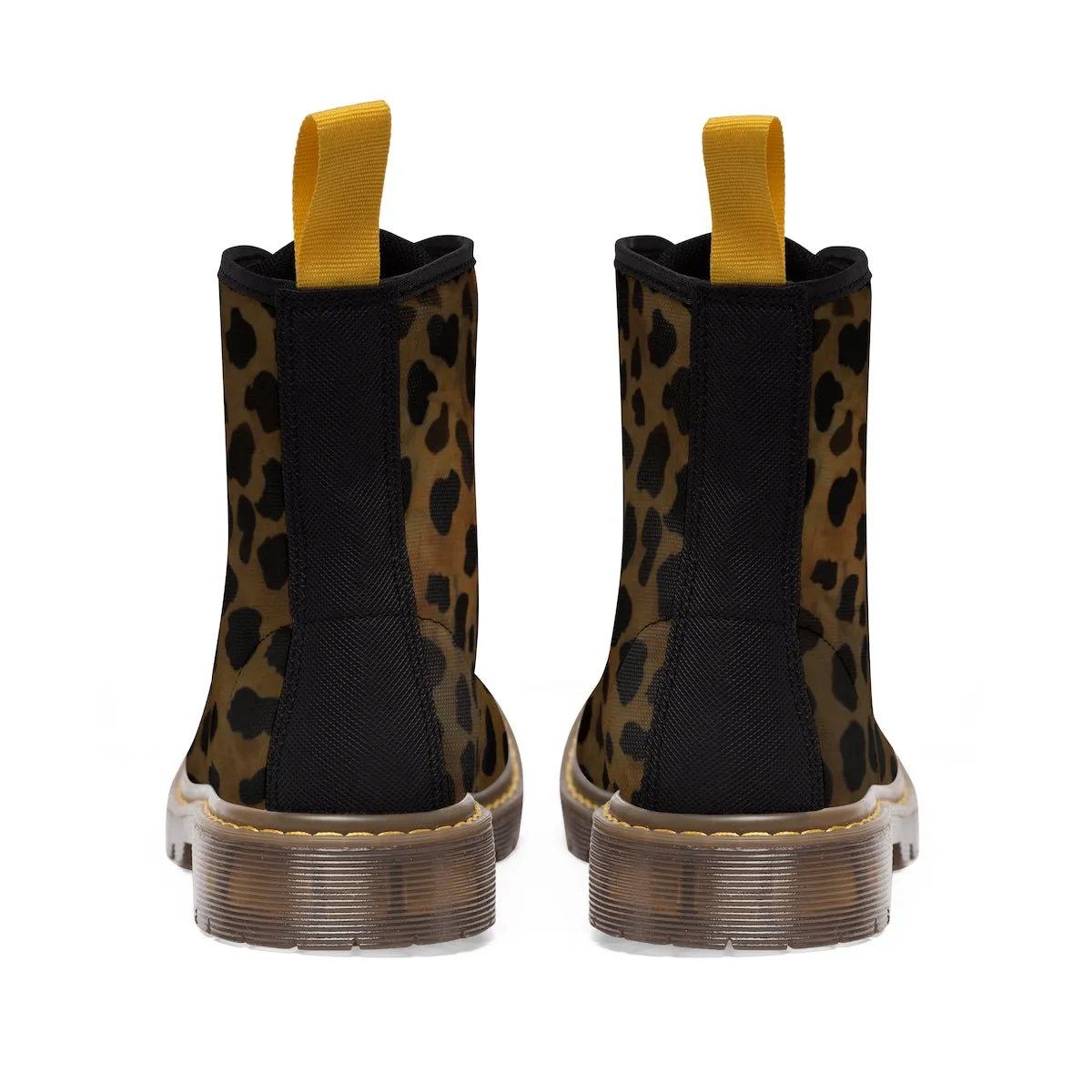 Leopard Print Men's Boots, Animal Print Men's Winter Lace Up Hiking Boots (US Size: 7-10.5)
